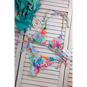   Cocos - Háromszög kétrészes bikini menta trópusi mintás