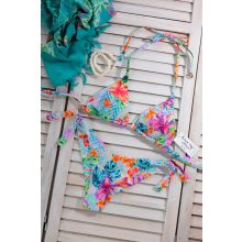 Cocos - Háromszög kétrészes bikini menta trópusi mintás