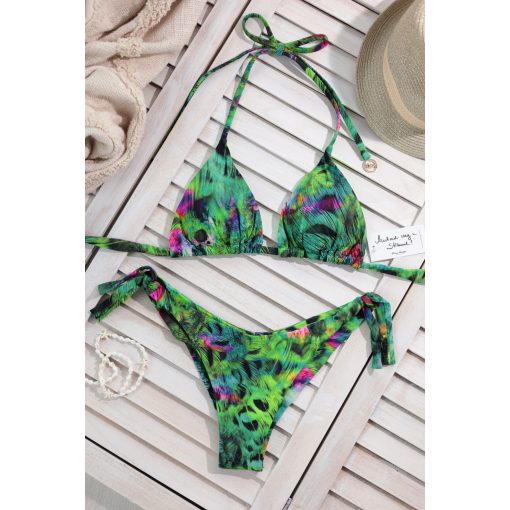 Cocos - Háromszög kétrészes bikini zöld páva mintás
