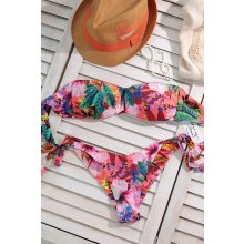 Copacabana - Bandeau pánt nélküli kétrészes bikini - exotikus narancs virágmintás