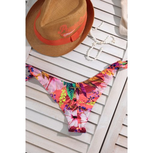 Copacabana - Bandeau pánt nélküli kétrészes bikini - exotikus narancs virágmintás