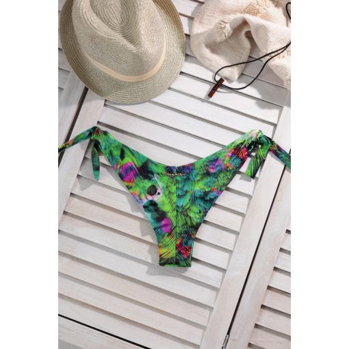 Copacabana - Bandeau pánt nélküli kétrészes bikini - zöld páva mintás