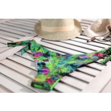 Copacabana - Bandeau pánt nélküli kétrészes bikini - zöld páva mintás